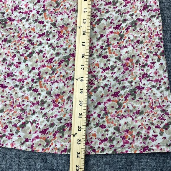 LOFT Shirt Womens Extra Small V-Neck Ruffles Floral Short Cotton Business Casual - Picture 8 of 9